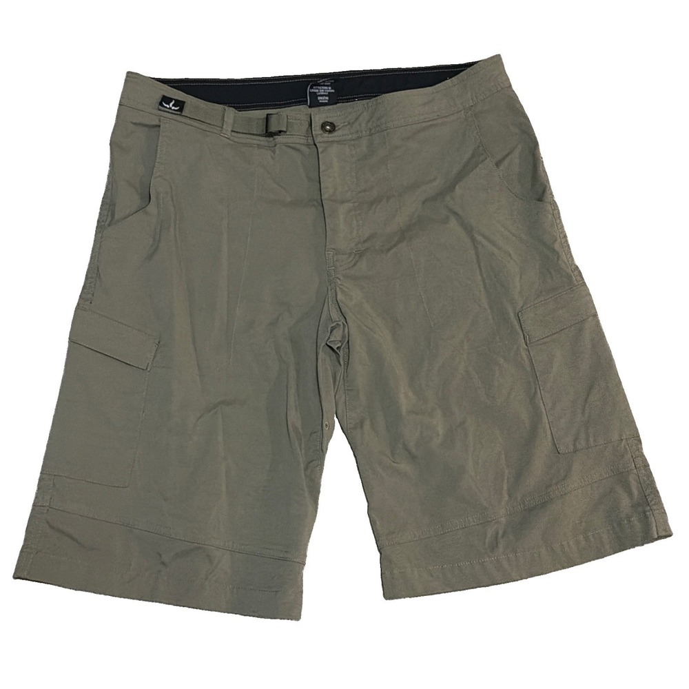Prana Zion Belted Outdoor Olive Green Cargo Shorts Mens Size Large (35x11)